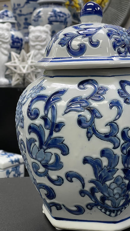 Blue and White Chinoiserie Ginger Jar, 12 or 14 Inch