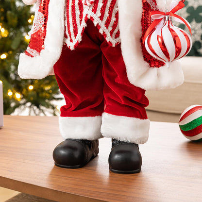 Blue Velvet Santa Figurine, 18 Inch