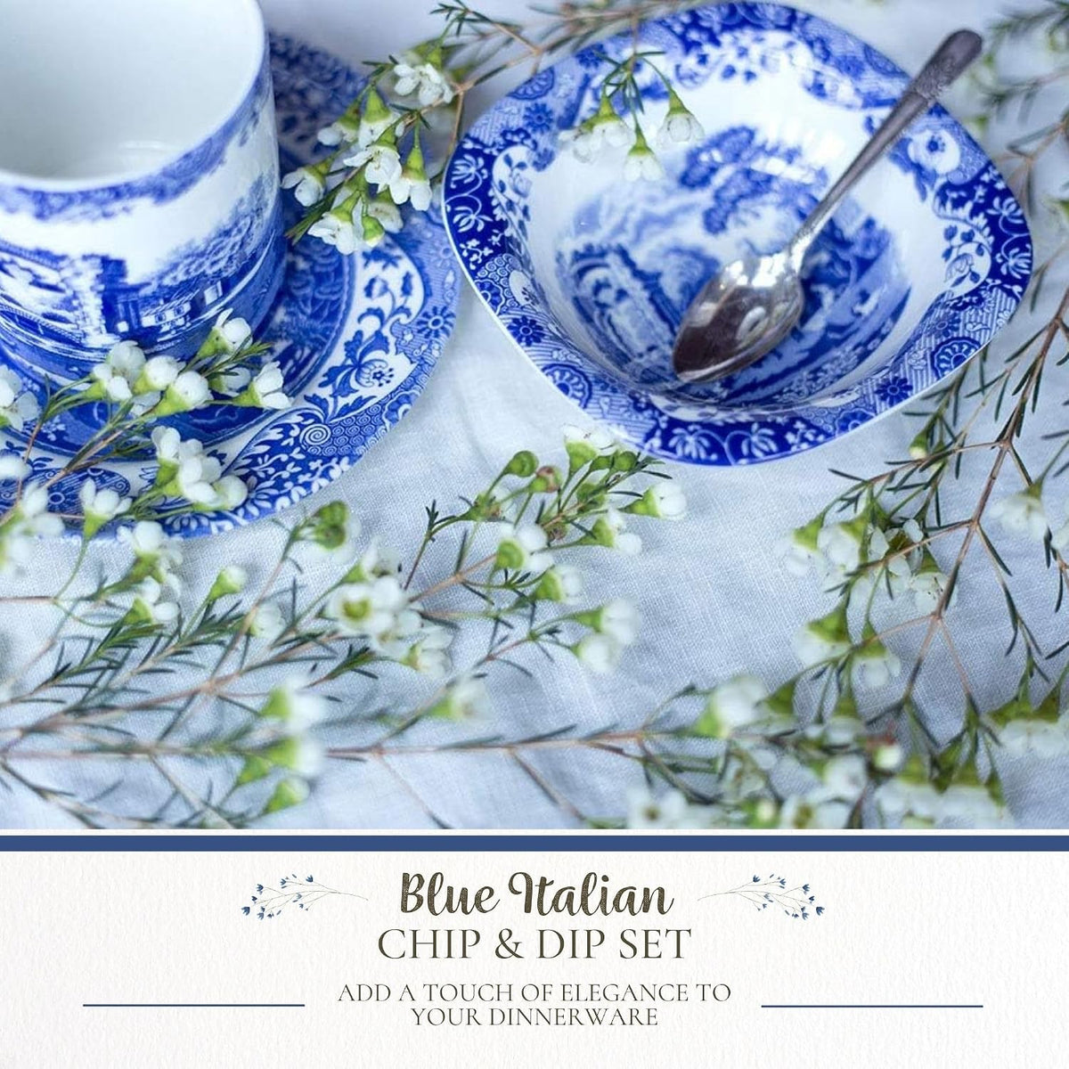 Spode Blue Italian Dip Bowls, 5 Inch, Set of 3