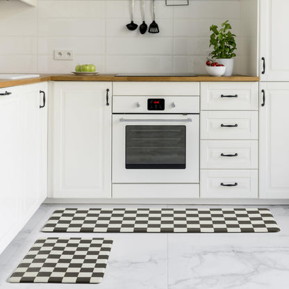 Navy Checkered Kitchen Mats, Set of 2