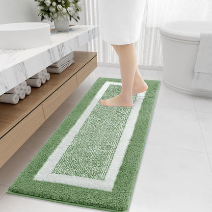 Navy and White Microfiber Bath Rug, 36 x 24