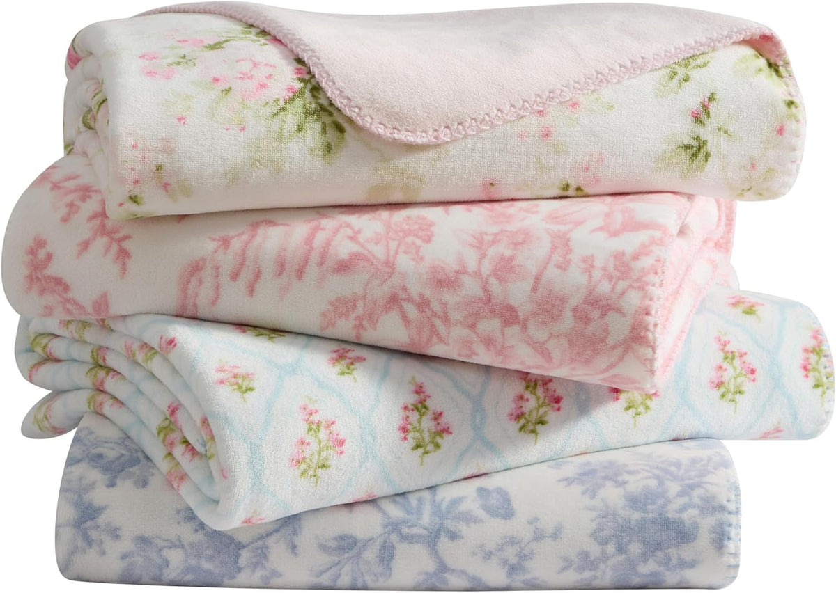 Laura Ashley Reversible Plush Throw, 50x70