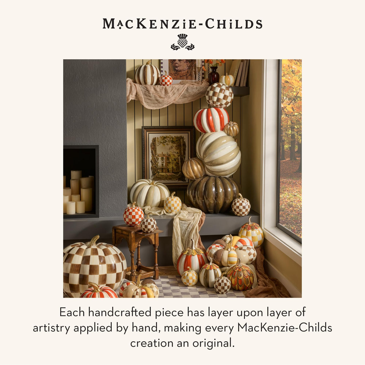 MacKenzie-Childs Resin Pumpkin, Royal Check