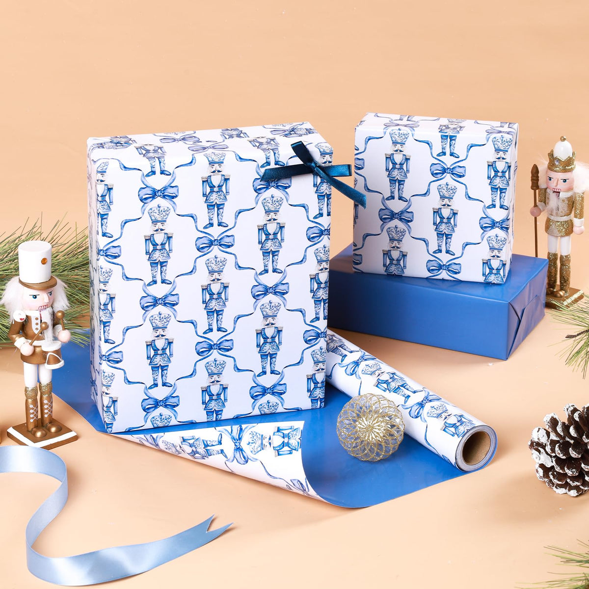 Nutcracker Reversible Christmas Wrapping Paper, 33 Ft