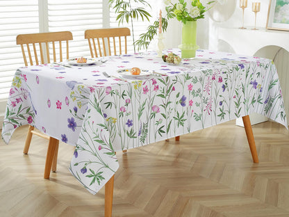 Blue and White Floral Tablecloth, Rectangle