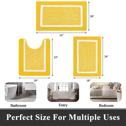Shaggy Microfiber Bath Rug Set, 3 Piece