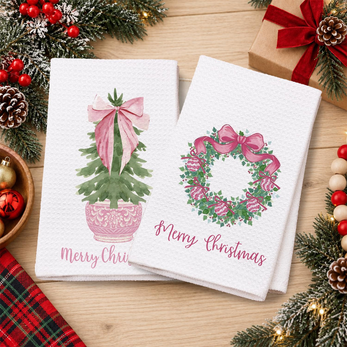 Chinoiserie Christmas Kitchen Hand Towels, 16x24 Inch