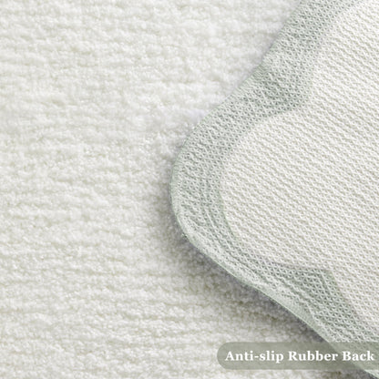 White Scalloped Bath Mat with Blue Piping