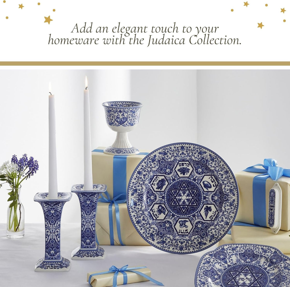 Spode Judaica Sabbath Candlesticks, Set of 2
