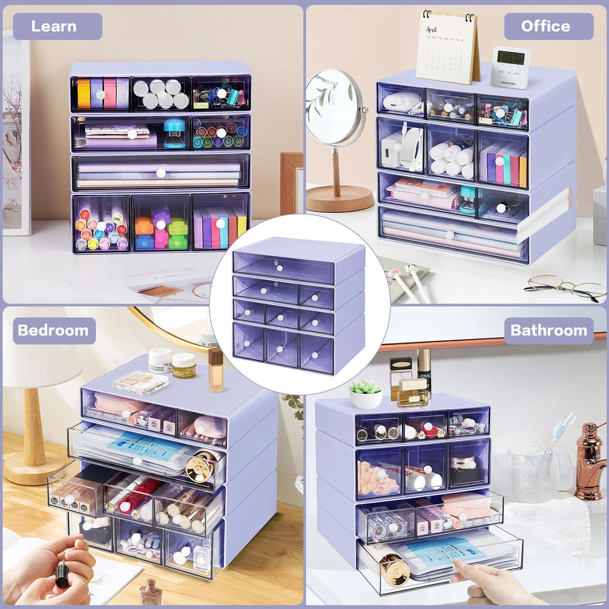 Blue 9-Drawer Desktop Storage Organizer