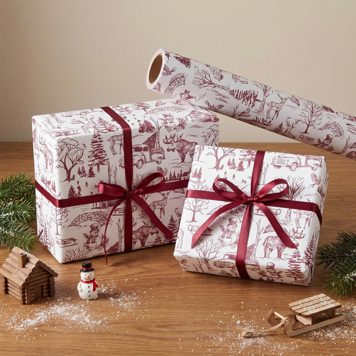 Blue Toile Christmas Wrapping Paper