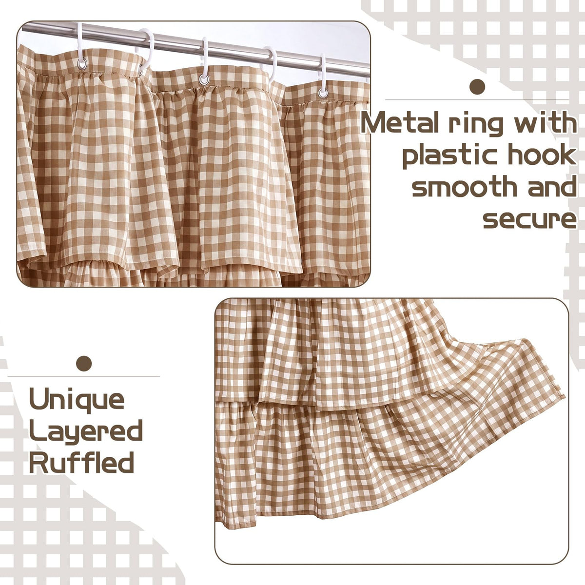Ruffled Gingham Shower Curtain, 72 x 72