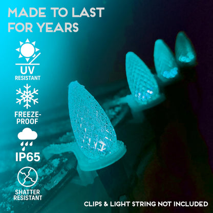 Blue C9 Faceted LED Christmas Bulbs, Set of 25