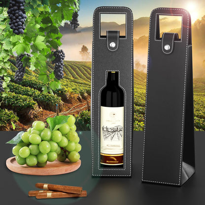 Blue Leather Wine Gift Bag