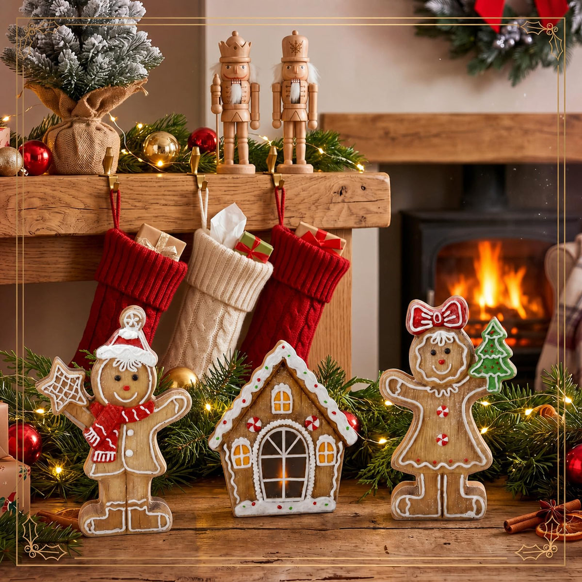 Chinoiserie Wooden Snowmen, Set of 3