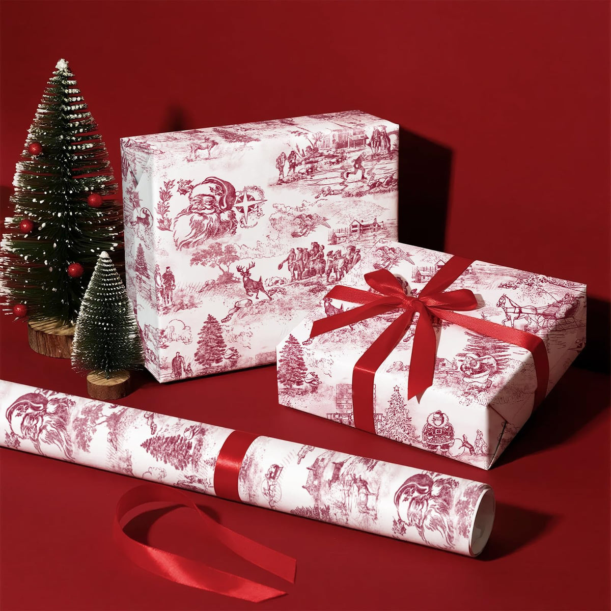 Blue Toile Christmas Wrapping Paper