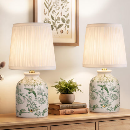 Blue and White Ceramic Cordless Lamps, Set of 2