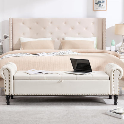 Navy Velvet Tufted Storage Bench