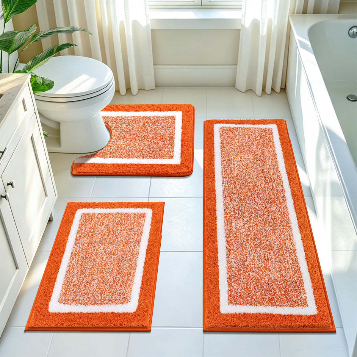Shaggy Microfiber Bath Rug Set, 3 Piece