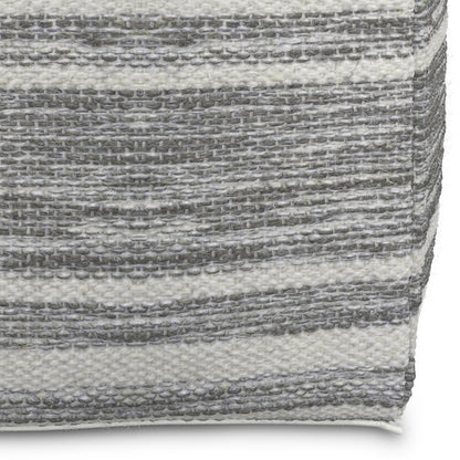 Simpli Home Cowan Blue Wool Square Pouf