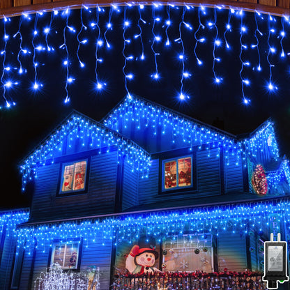 Blue and Cool White Icicle Lights, 164 ft