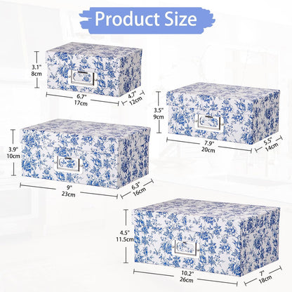 Blue and White Floral Nested Storage Boxes