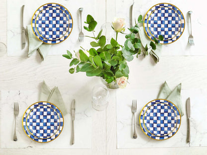 Blue and White Plaid Paper Plates, 48 Pieces