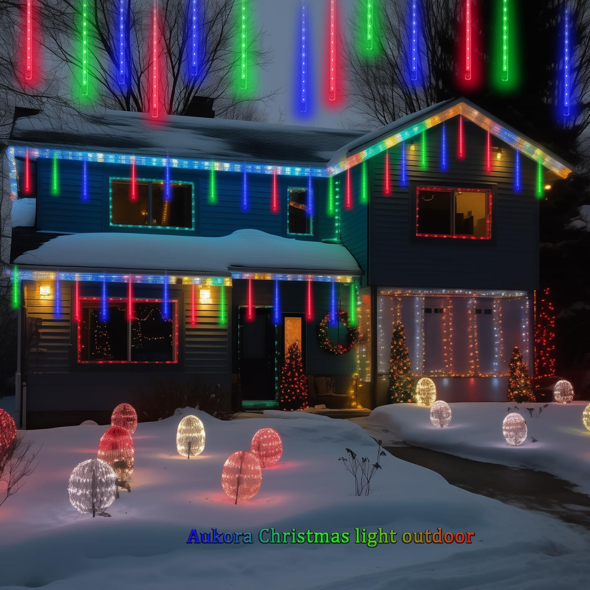Aukora Blue Meteor Shower Lights