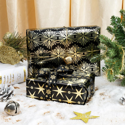Christmas Wrapping Paper Rolls, Blue and Silver, 4 Rolls
