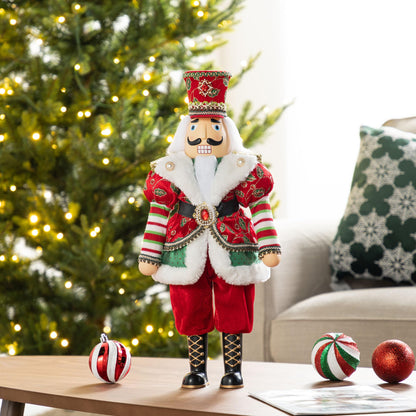 Blue Velvet Santa Figurine, 18 Inch