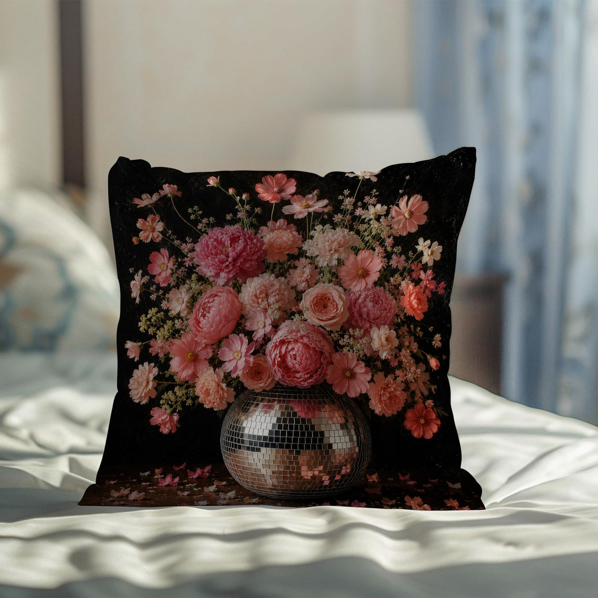 Blue Chinoiserie Bird and Peony Pillow Cover, 18x18
