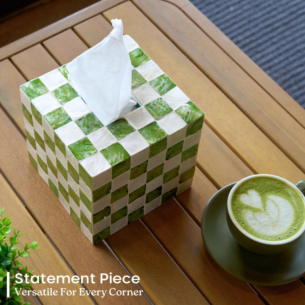 Navy Capiz Square Tissue Box Cover