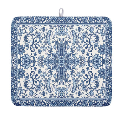 Blue Chinoiserie Floral Dish Drying Mat
