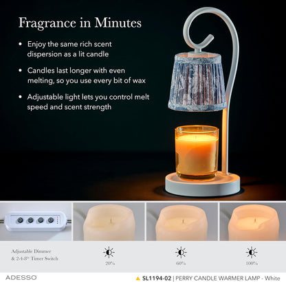 Adesso Blue Floral Candle Warmer Lamp
