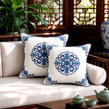 Chinoiserie Floral Chenille Pillow Cover
