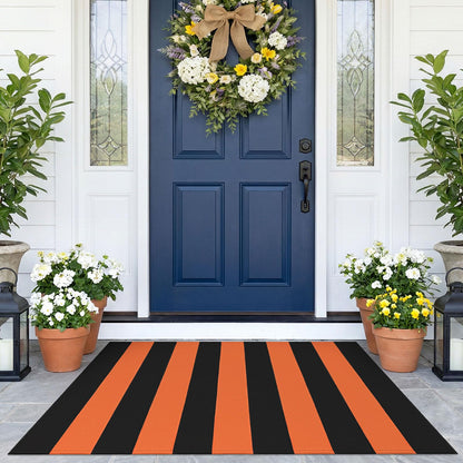 Navy and White Striped Cotton Rug, 28x43
