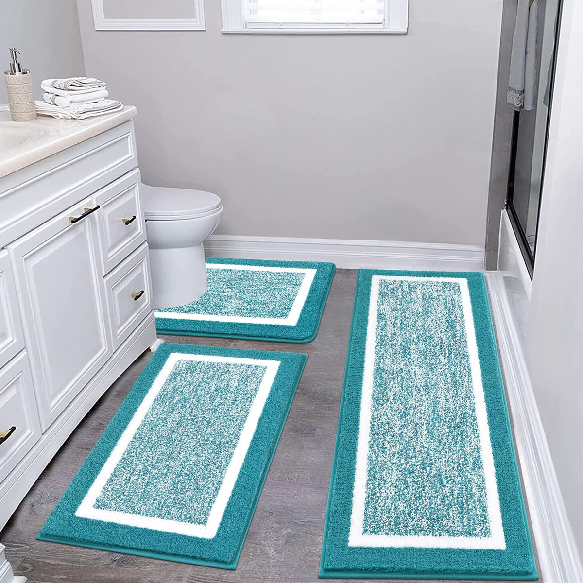Shaggy Microfiber Bath Rug Set, 3 Piece
