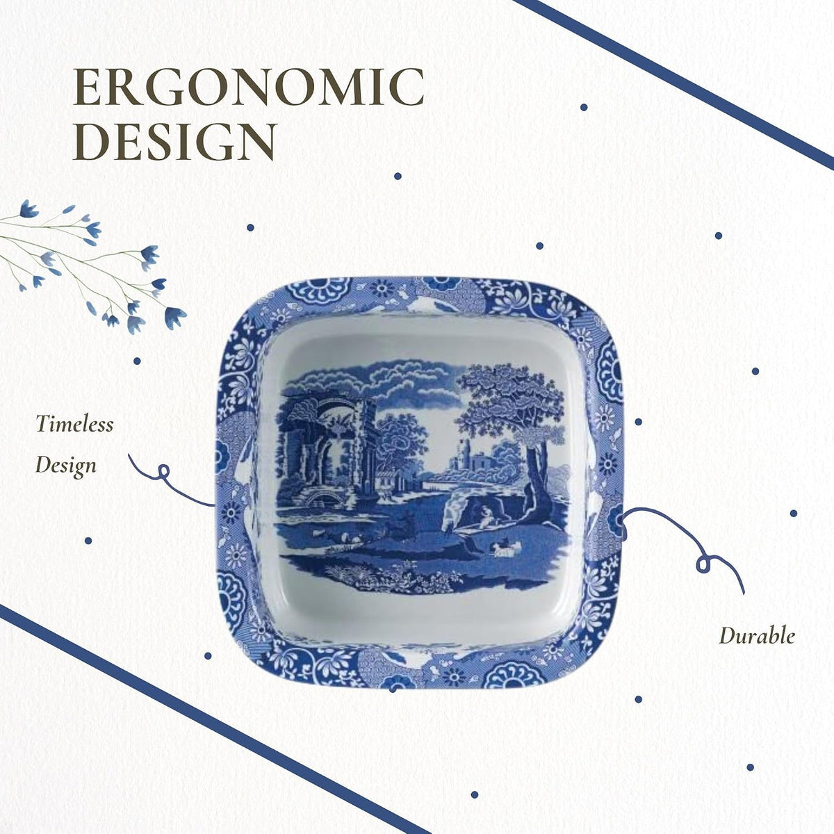 Spode Blue Italian Square Dish, 10 in