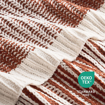 Checkered Knit Throw Blanket, Blue, 50 x 60 Inch