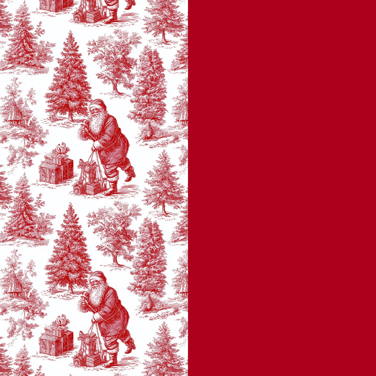 Reversible Toile Christmas Wrapping Paper