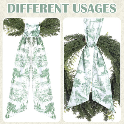 Blue French Toile Wreath Sash, Set of 2