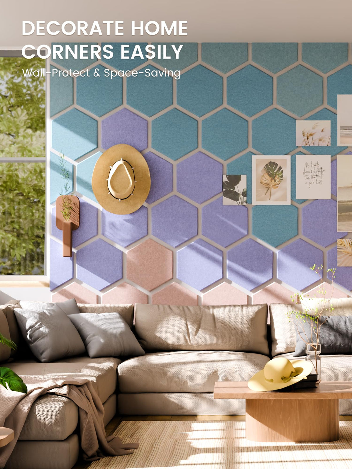 Blue Hexagon Felt Pin Board Tiles, 12 Pack
