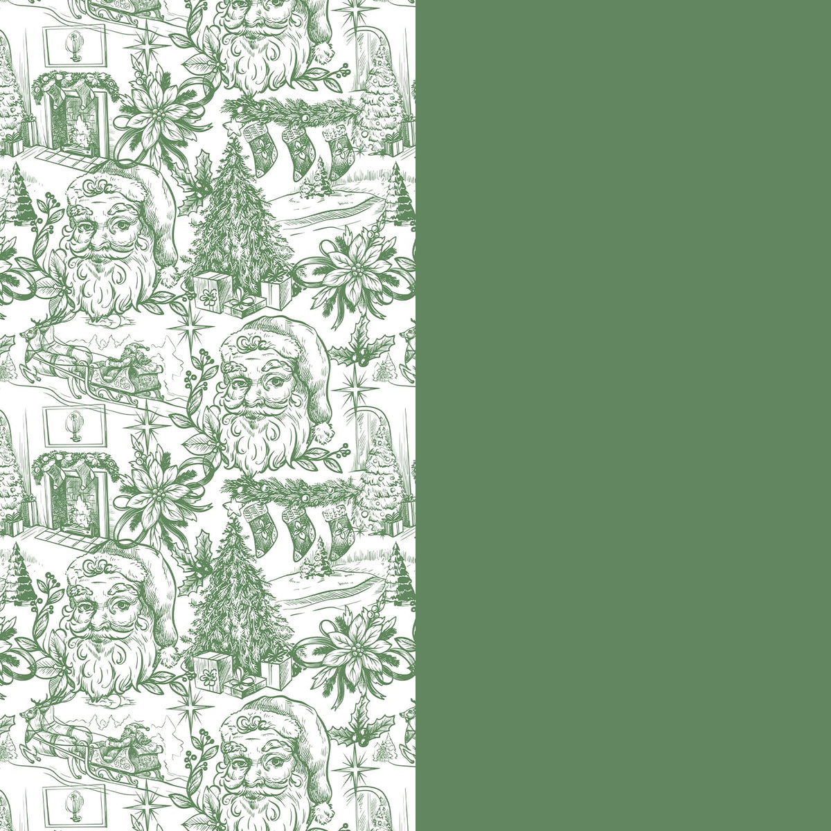 Reversible Toile Christmas Wrapping Paper