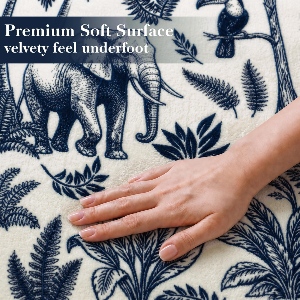 Washable French Toile Area Rug