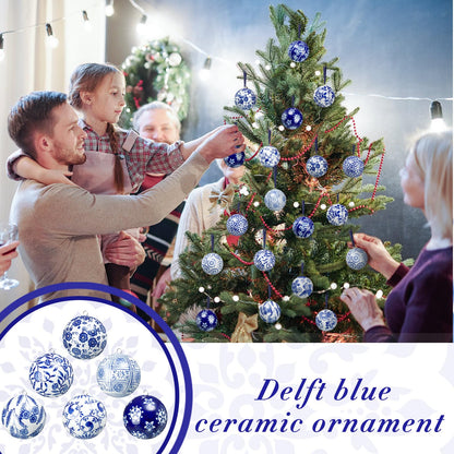 Blue and White Porcelain Christmas Balls, Set of 6 or 12
