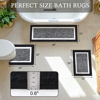 Shaggy Microfiber Bath Rug Set, 3 Piece