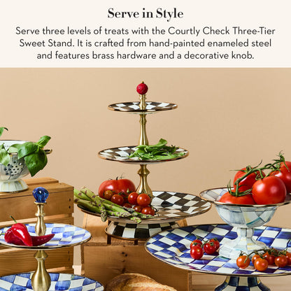 MacKenzie-Childs Two-Tier Sweet Stand, Royal Check