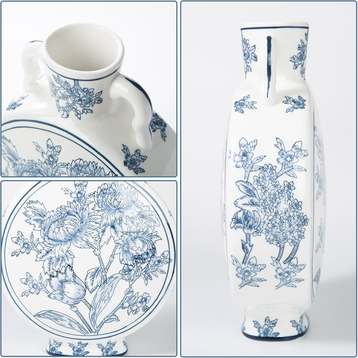 Large Blue and White Chinoiserie Vase