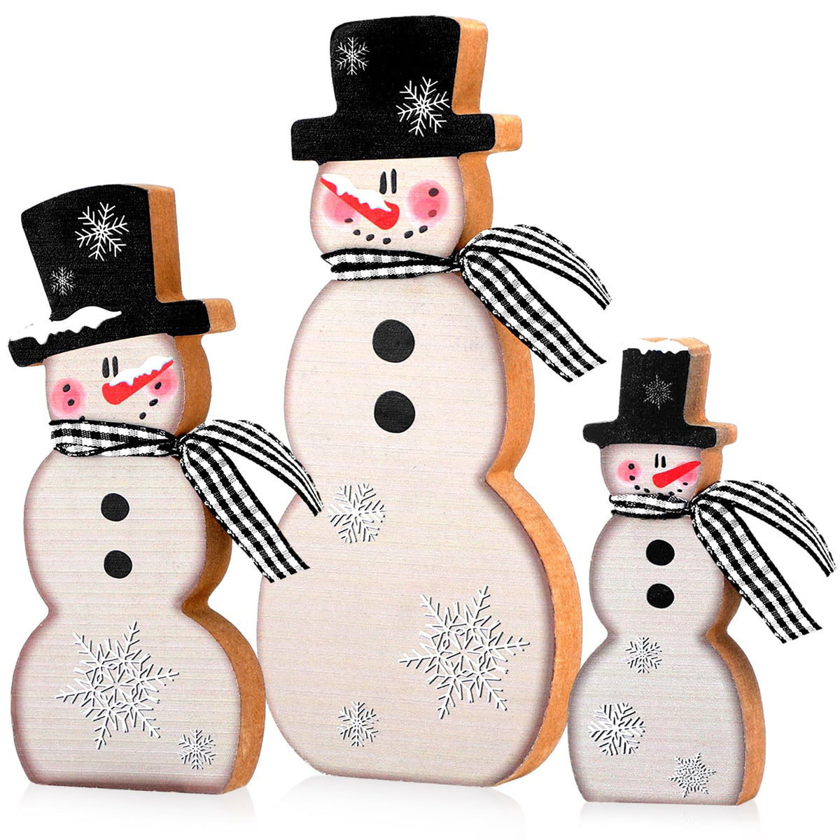 Chinoiserie Wooden Snowmen, Set of 3