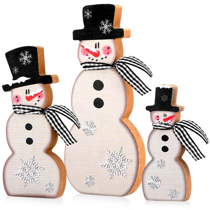 Chinoiserie Wooden Snowmen, Set of 3